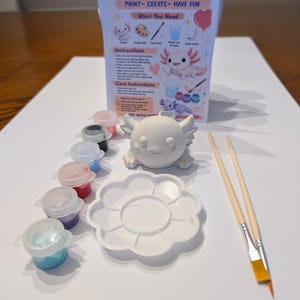 Axolotl Plaster Painting Kit for Kids, DIY Craft Activity, Birthday Gift