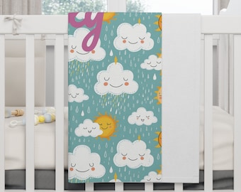 Kawaii Cloud Soft Fleece Baby Blanket, Name Blanket, Personalized Blanket, Baby Shower Gift, Fleece Blanket, Baby Blanket, Newborn Blanket