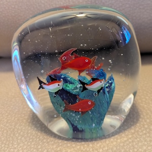 Art Glass Aquarium Paperweight, Fish Paperweight