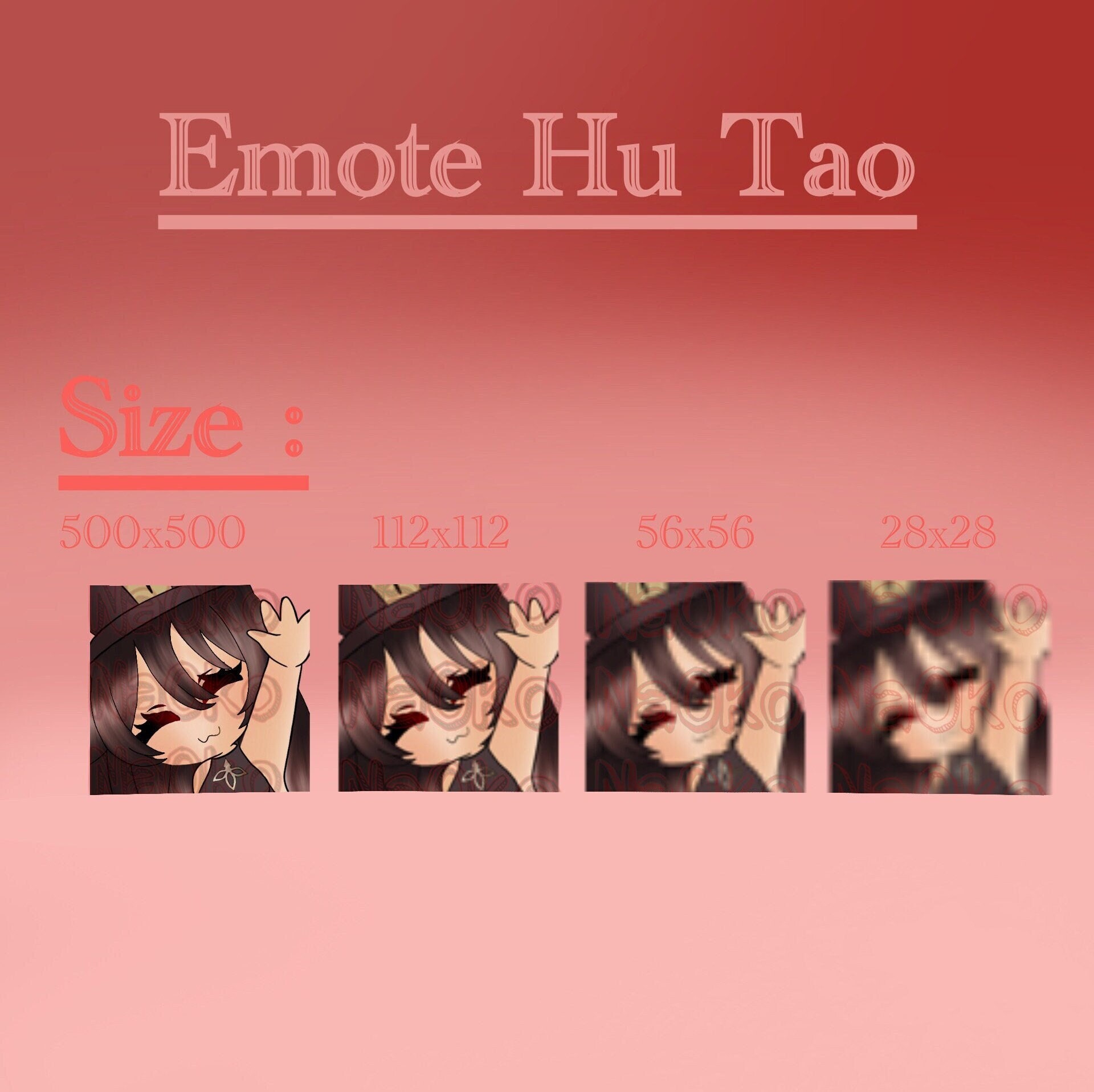 Hu Tao and Boo Tao as Pixel Taos + Free to use emote : r/HuTao_Mains