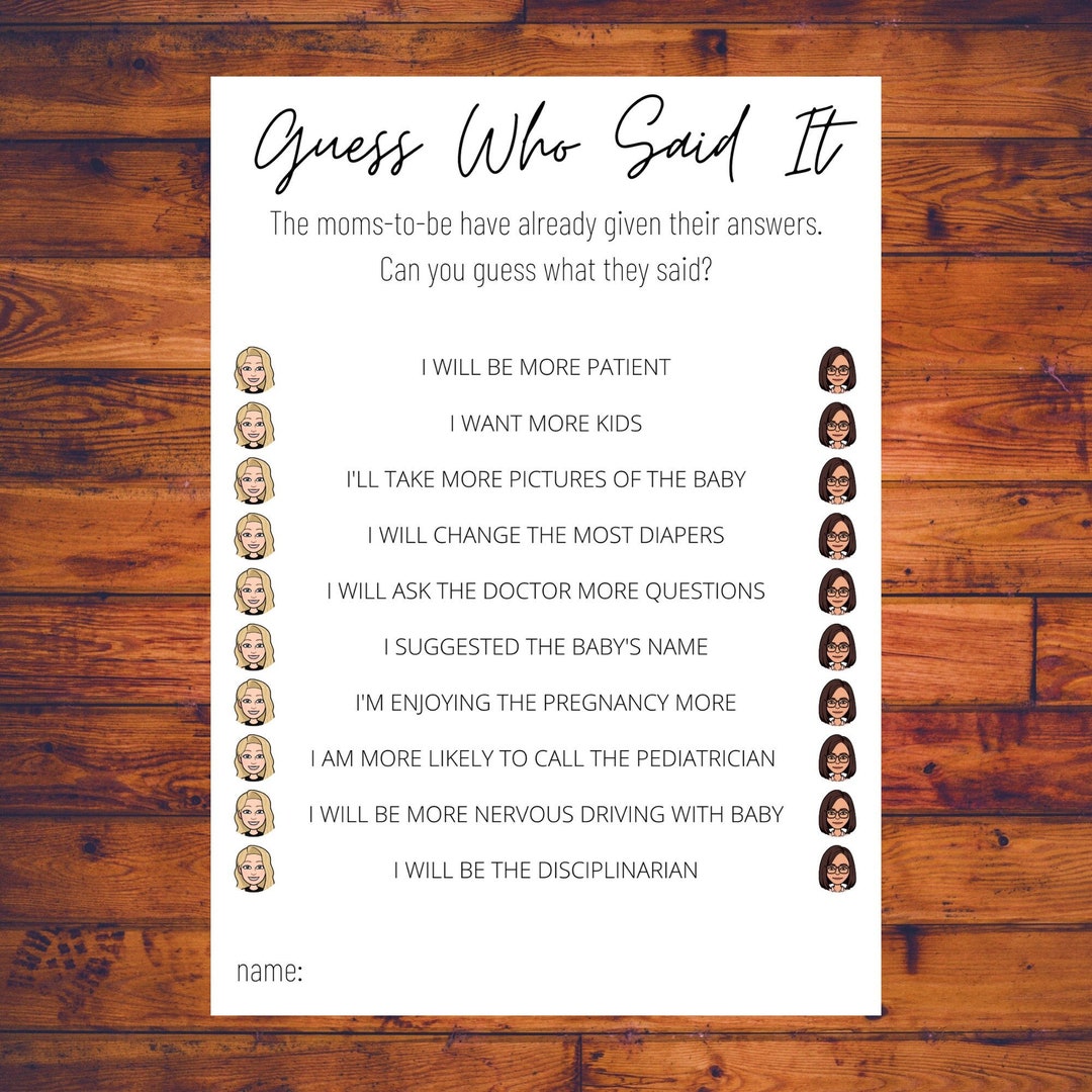 Baby Shower guess Who Said It Printable Game - Etsy
