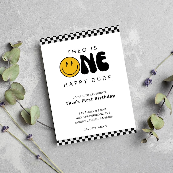 One Happy Dude First Birthday Invitation