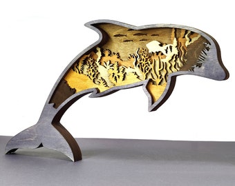 Digital File - 6 Layer Dolphin Wall Art - Multi-layer - PDF - SVG - Laser cut - Laser file