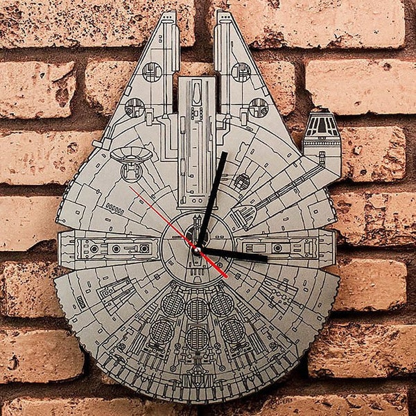 Laser Cut Millennium Falcon Star Wars Wall Clock DXF File, DXF, cnc laser file, laser,file for laser