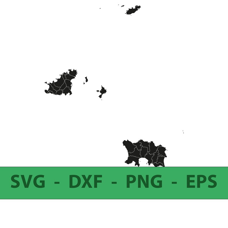 Mapa de las Islas del Canal con regiones, archivo Laser Cut, cnc, SVG ...