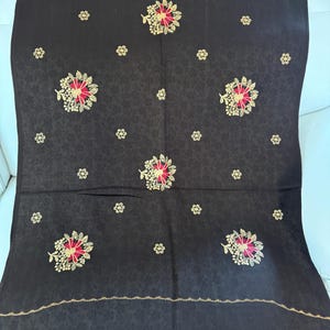 Woolen Stole / scarf/ shawl and wrap/ with elegant floral embroidery - dark shades - traditional Kashmiri work