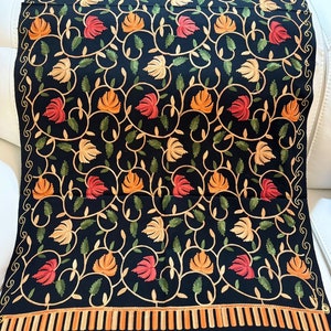 Woolen Stole / shawl and wrap/ scarf with elegant floral embroidery - 3 colors - traditional Kashmiri work