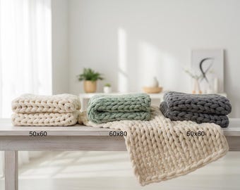 Handmade Chunky Knit Throw Blanket