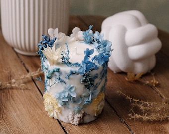 Botanical Dried flower candle, pressed flowers candle, Birthday gift for her, floral unique candle, Housewarming gift, Best friend gift