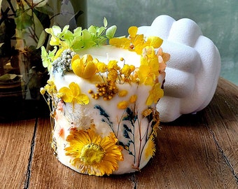Vela botánica con flores secas prensadas, regalo de inauguración de la casa, regalo para mejor amigo, vela de soja floral, regalo para pensar en ti, decoración de mesa