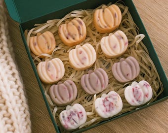 Set of 12 Pumpkin Soy Wax Melts, Halloween Decoration, Spooky Season, Fall Scent, Botanical Gift for Her, Aromatherapy Housewarming Gift Set