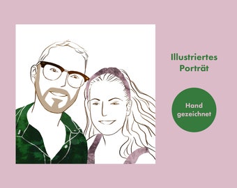 Individual, personalized illustration portrait (couple, family, friendship, wedding)