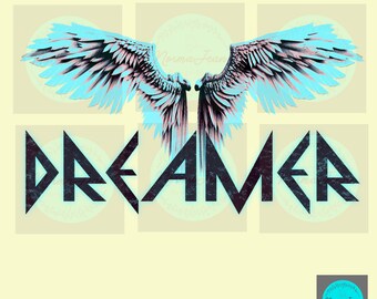 Dreamer PNG- Sublimation Design Download,Boho png,Hippie png, Sublimation design, wing design, Rocker design,Rocker png, Dreamer designs