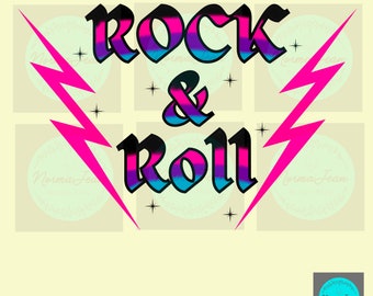 Rock & Roll PNG, Rock and Roll designs, Rock and Roll sublimation design, music png, music designs, T-shirt designs, 80s design, 80s png