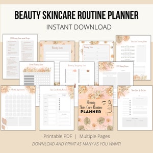Beauty Skin Care Routine Planner | |Skincare Steps | Skincare Tracker | Weekly Planner | Beauty Planner | Skincare Planner | Printable