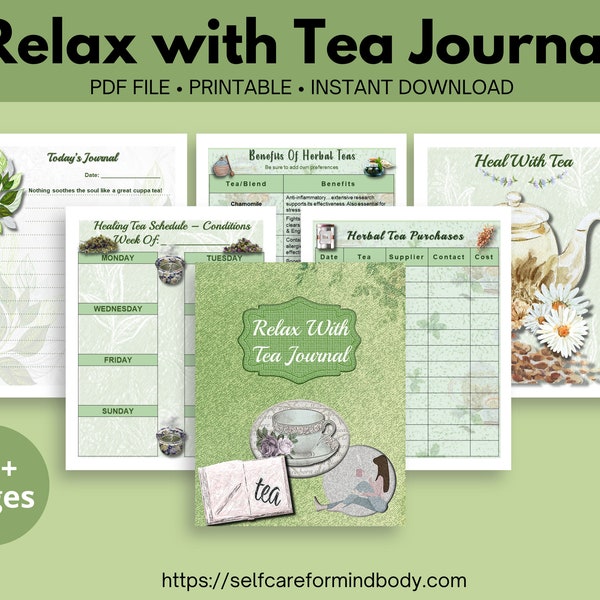 Relax With Tea Journal | Herbal Tea Journal | Traditional Tea Journal | Healing Teas Journal | Relaxation Journal