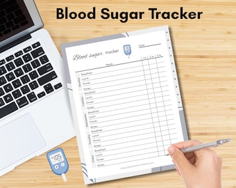 Blood Sugar Tracker, Diabetes Tracker, Glucose Log, Blood Sugar Log, Printable Diabetes Log, Medical Tracker, Diabetics Tracker, Health Log