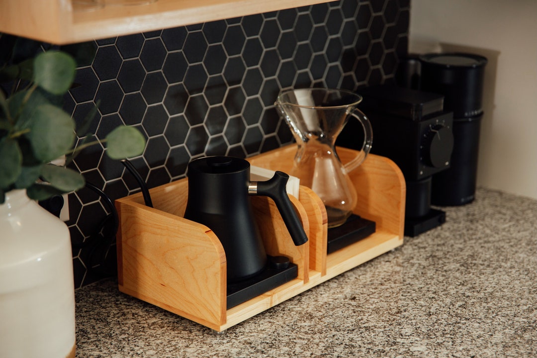 Handmade Wooden Pour Over Coffee Station: Minimalist Coffee Caddy
