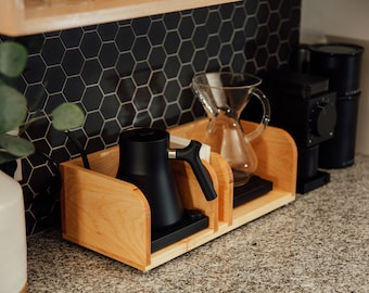 Pour-over Coffee Caddy, Handmade Coffee Station, Chemex Coffee Station