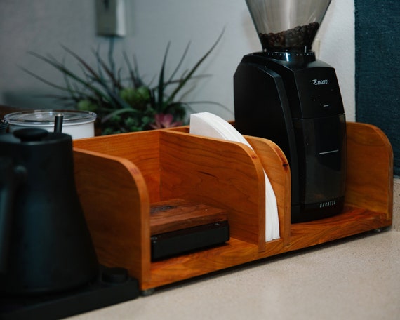 Handmade Wooden Pour Over Coffee Station: Minimalist Coffee Caddy