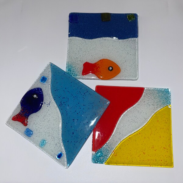 Fused Glass Tiles Etsy