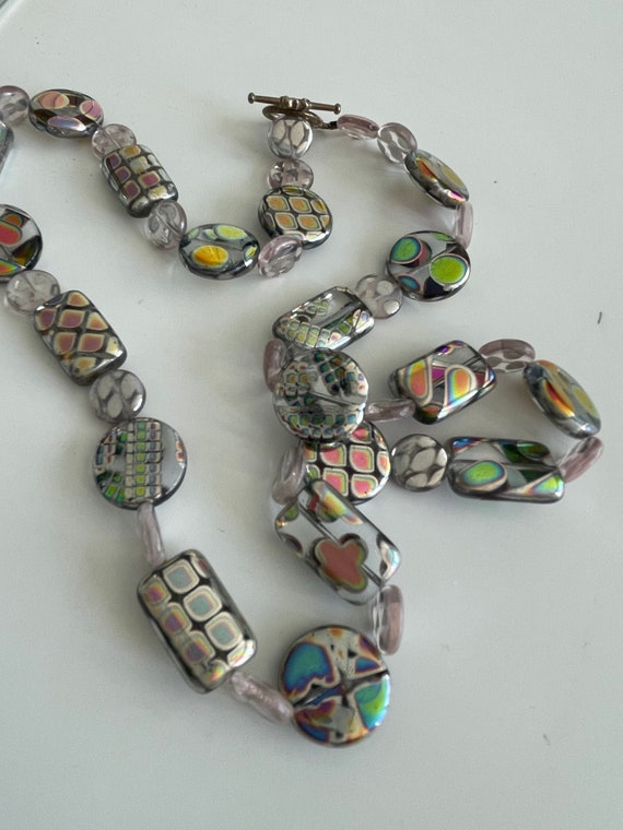 Dichroic Art Glass Beaded Necklace