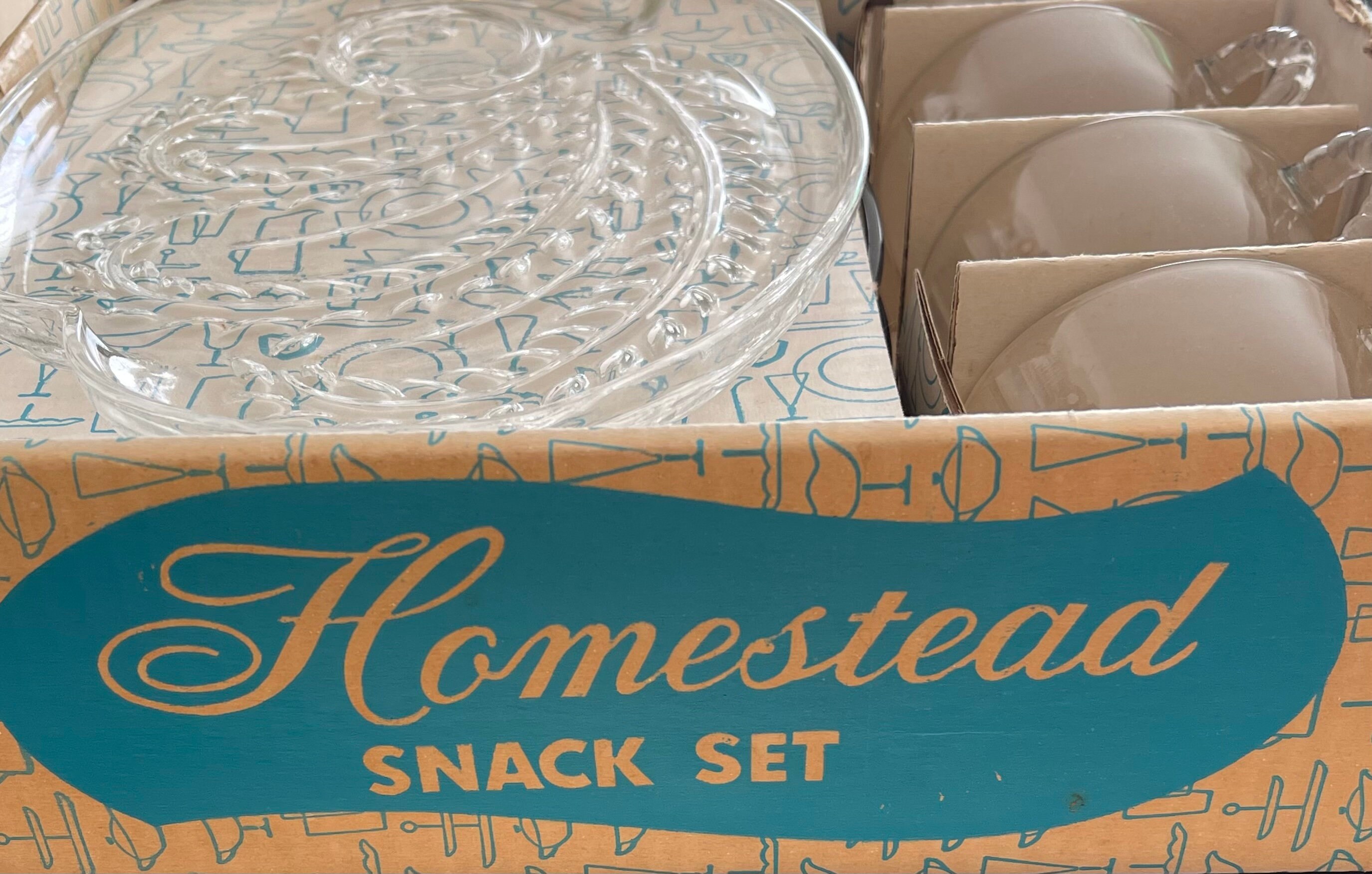 Federal Glass Homestead Snack Set in Box Etsy
