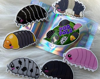 Pod Pals Isopods 6 Sticker Pack Plus Bonus Sparkle Sticker!