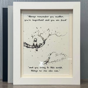 Always remember you matter, you’re Important & loved Framed Print Inspirational Quote Book Extract Wall Art Motivational Picture