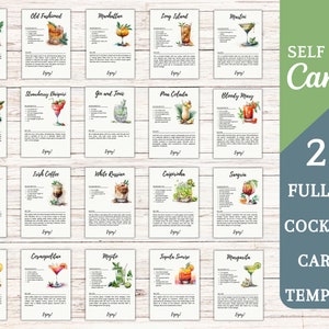20 SET COMPLETO di carte per ricette di cocktail / Modello Canva / Carte per bevande stampabili / Ricette modello digitale online modificabili / Festa al bar ristorante