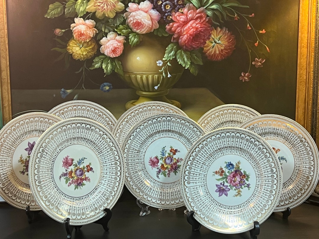 Antique 1857 Czechoslovakia Plates. Set of 8 Pieces. Etsy