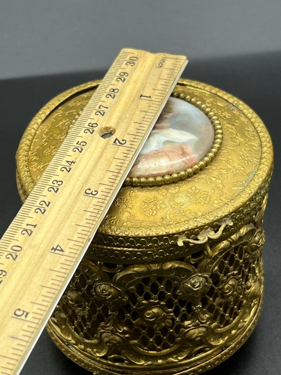 Antique Gilt Bronze Jewelry Box with Portrait Medalli… Gem