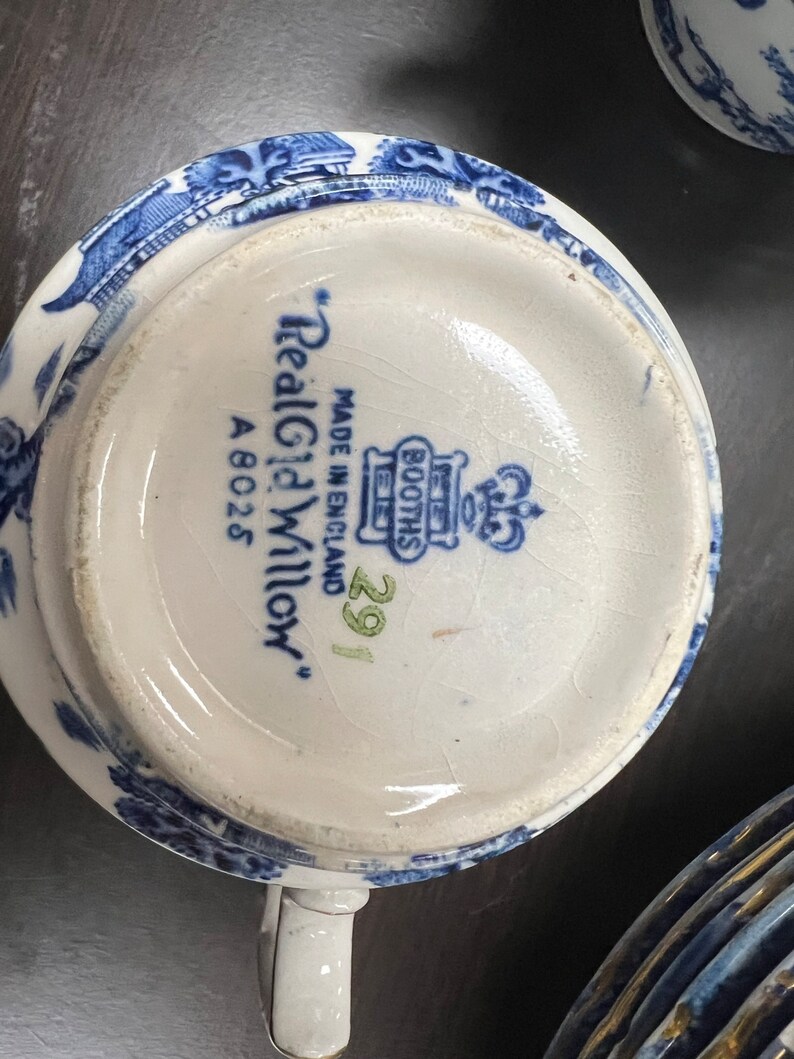 HUGE ANTIQUE SET real Old Willow Dinner Set. 128 Pieces Etsy