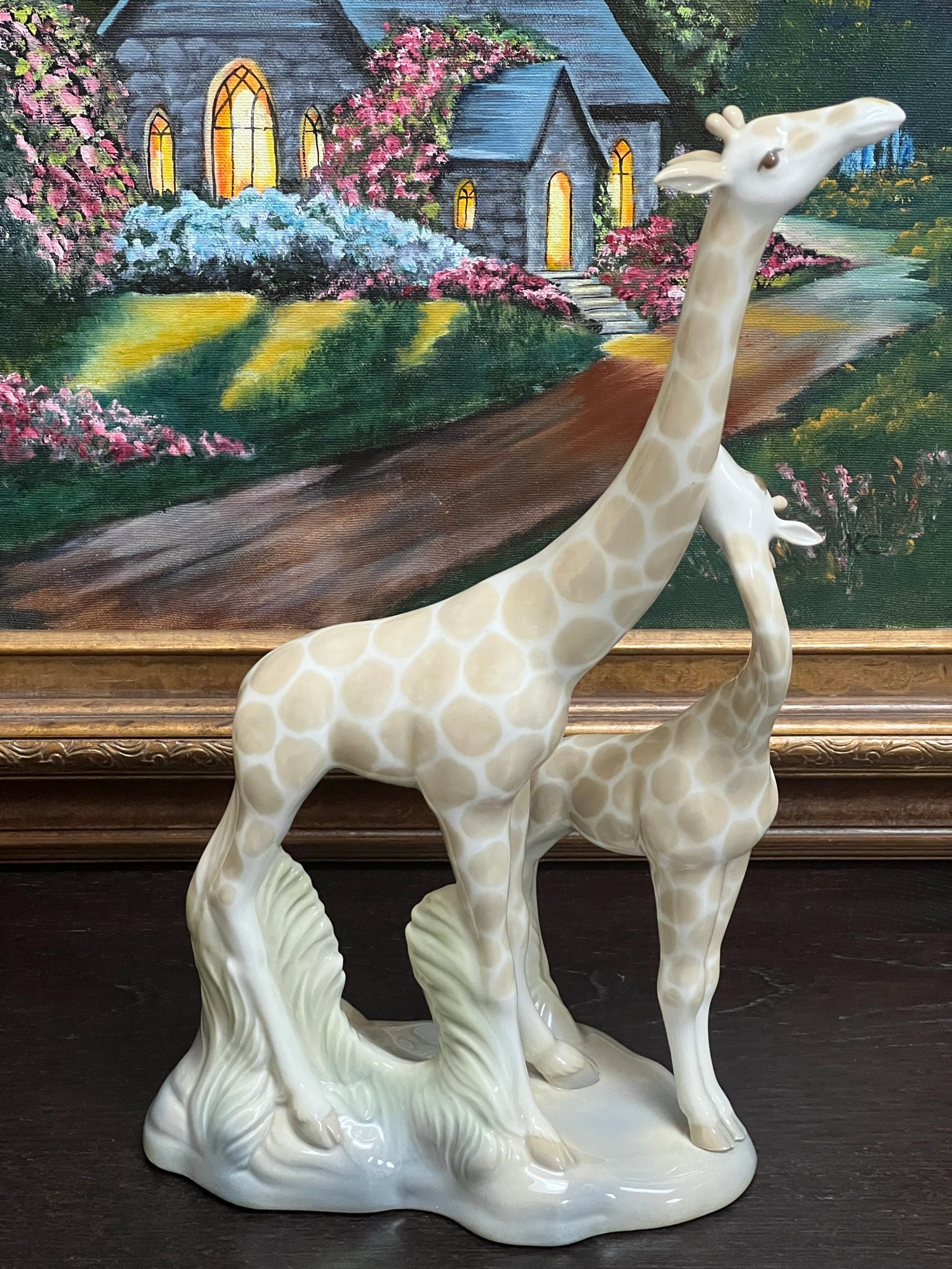 Porcelain Giraffe Sculpture MIQUEL REQUENA Spain Vintage Giraffe Mother