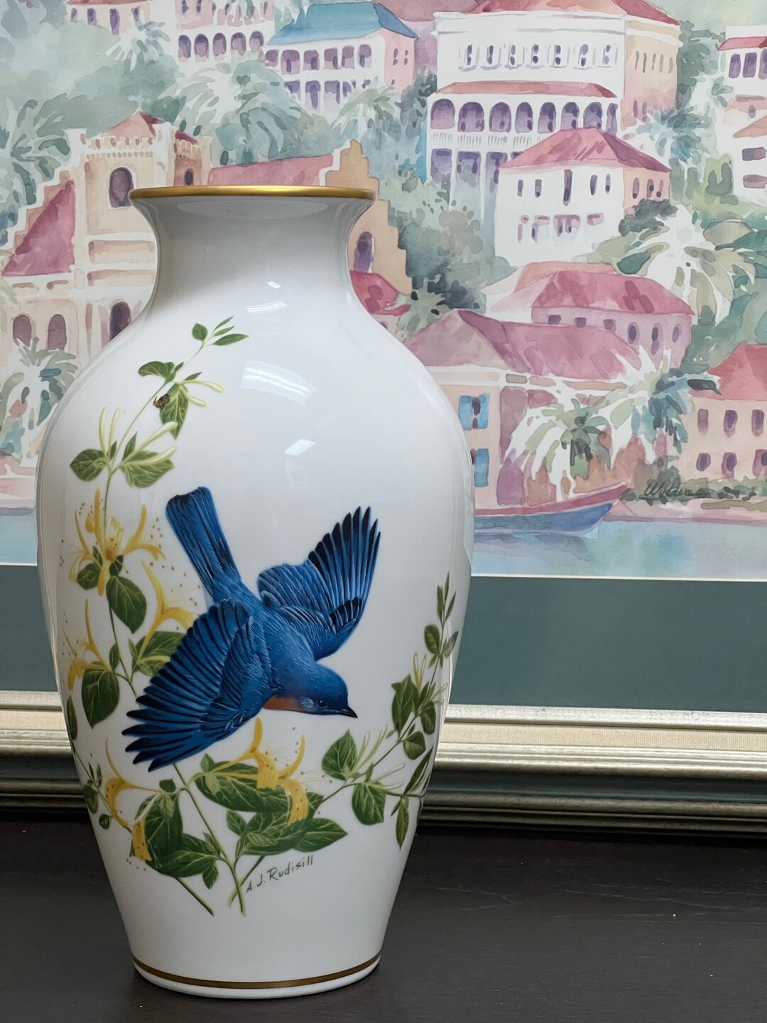 A Franklin Mint Vase. the Bluebirds of Summer. A.j.rudisill Etsy