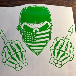 middle finger dead skull decal