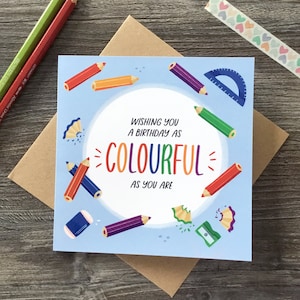 Tarjeta de cumpleaños divertida - Un cumpleaños tan colorido como tú - tarjeta de felicitación ilustrada - Blank Inside