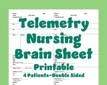Telemetry Nursing Brain/Report Sheet - Printable PDF