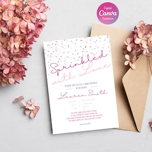 Baby Sprinkle Invitation| Sprinkle Baby Shower Invitation|Sprinkled with Love Invitation|Baby Sprinkle Invite|Baby Girl Shower|Baby Shower