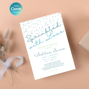 Baby Sprinkle Invitation| Sprinkle Baby Shower Invitation|Sprinkled with Love Invitation|Baby Sprinkle Invite|Baby Boy Shower|Baby Shower