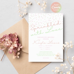 Baby Sprinkle Invitation| Sprinkle Baby Shower Invitation|Sprinkled with Love Invitation|Baby Sprinkle Invite|Baby Girl Shower|Baby Shower