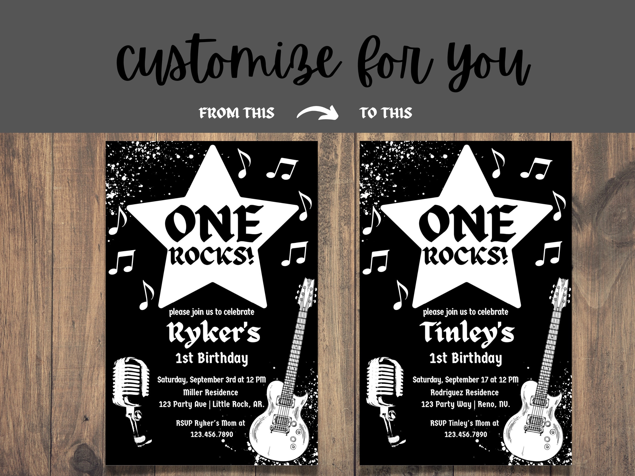 ONE Rocks Birthday Invitation|first Birthday Invitation|editable ...