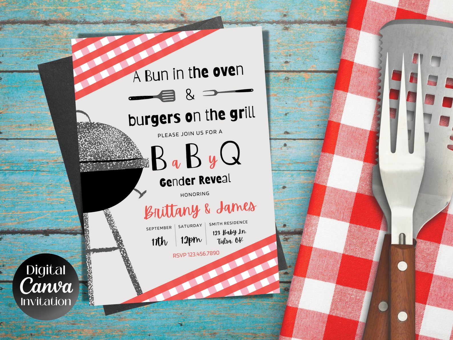 BBQ Gender Reveal Invitation Gender Reveal Invitationgender Etsy