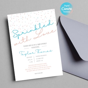 Baby Sprinkle Invitation| Sprinkle Baby Shower Invitation|Sprinkled with Love Invitation|Baby Sprinkle Invite|Baby Boy Shower|Baby Shower