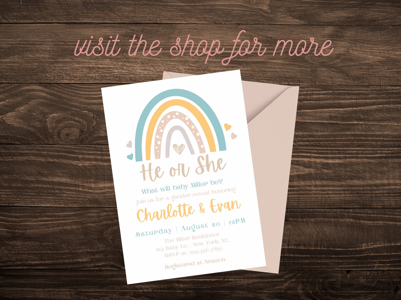Rainbow Gender Reveal Invitation Gender Reveal Digital Etsy