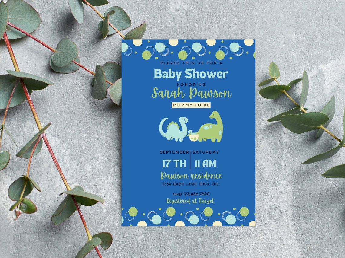 Dinosaur Baby Shower Invitation Dinosaur Baby Boy Baby Etsy