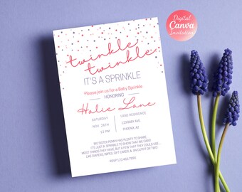 Baby Sprinkle Invitation | Twinkle Sprinkle Invite | Twinkle Twinkle Shower | Baby Sprinkle Invite | Girl Baby Shower