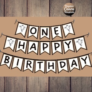 Holy Cow I&#39;m ONE 1st Birthday Banners|First Birthday Banners|Editable Template|Cow Themed Birthday Party|Cow Decor|Happy Birthday Banner