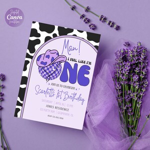 Man I Feel Like I&#39;m ONE 1st Birthday Invitation|Disco Cowgirl Birthday Invitation|My First Rodeo Birthday|Space Cowgirl Birthday Invitation