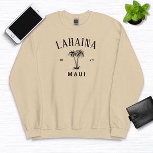 Lahaina Maui Sweatshirt, Aloha Hawaii Shirt, Preppy Aesthetic Crewneck, Hawaiian Palm Tree Sweater, Minimalist Travel Long Sleeve